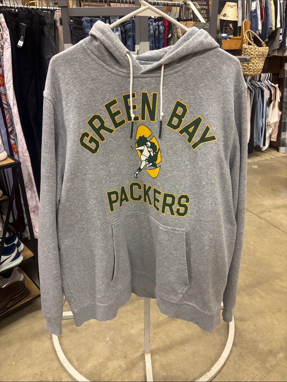 Green Bay Packers Gray Pullover Hoodie with Team Graphic